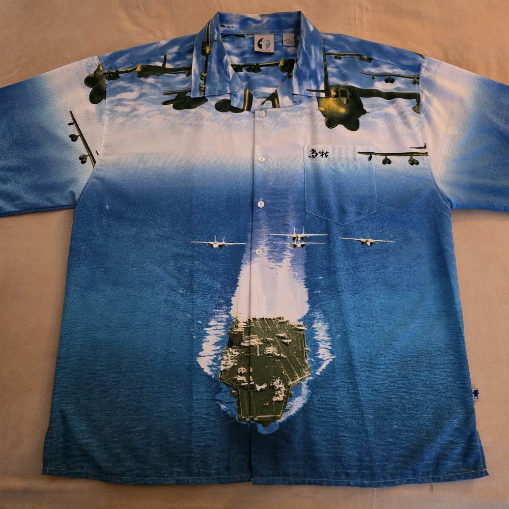 Blue Graphic Men's Casual Button Down Shirt